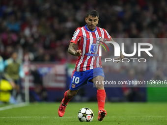 Angel Correa right winger of Atletico de Madrid and Argentina during the UEFA Champions League 2024/25 League Phase MD1 match between Atleti...