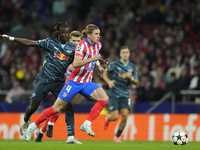 Conor Gallagher central midfield of Atletico de Madrid and England and Amadou Haidara central midfield of RB Leipzig and Mali compete for th...