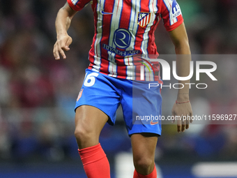 Nahuel Molina right-back of Atletico de Madrid and Argentina controls the ball during the UEFA Champions League 2024/25 League Phase MD1 mat...