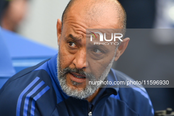 Nuno Espirito Santo, Nottingham Forest head coach, during the Premier League match between Brighton and Hove Albion and Nottingham Forest at...