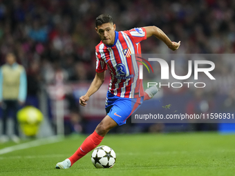 Nahuel Molina right-back of Atletico de Madrid and Argentina controls the ball during the UEFA Champions League 2024/25 League Phase MD1 mat...