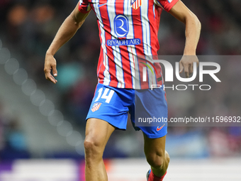 Marcos Llorente central midfield of Atletico de Madrid and Spain controls the ball during the UEFA Champions League 2024/25 League Phase MD1...