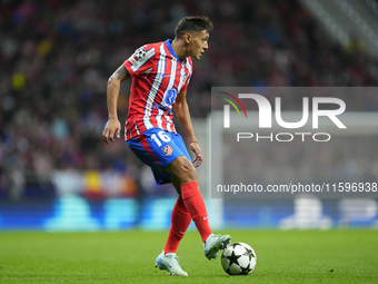 Nahuel Molina right-back of Atletico de Madrid and Argentina controls the ball during the UEFA Champions League 2024/25 League Phase MD1 mat...