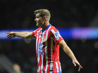 Alexander Sorloth centre-forward of Atletico de Madrid and Norway reacts during the UEFA Champions League 2024/25 League Phase MD1 match bet...