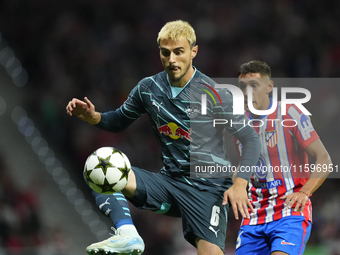 Eljif Elmas attacking midfield of RB Leipzig and North Macedonia controls the ball during the UEFA Champions League 2024/25 League Phase MD1...