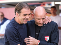 (Left to right) Edoardo Gorini, Head Coach of AS Cittadella 1973, and Davide Possanzini, Head Coach of Mantova 1911, during the Italian Seri...