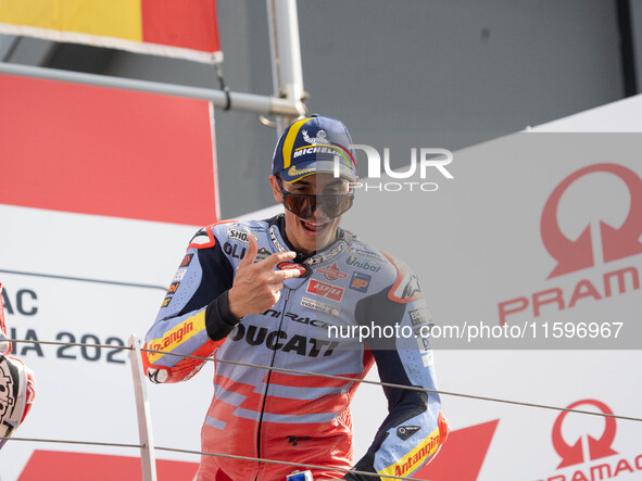 Marc Marquez participates in the Gran Premio Pramac dell'Emilia Romagna Grand Prix Race MotoGP on Sunday at Misano World Circuit Marco Simon...