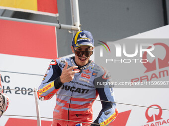 Marc Marquez participates in the Gran Premio Pramac dell'Emilia Romagna Grand Prix Race MotoGP on Sunday at Misano World Circuit Marco Simon...