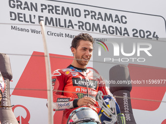 Enea Bastianini participates in the Gran Premio Pramac dell'Emilia Romagna Grand Prix Race MotoGP on Sunday, MotoGP of Emilia Romagna at Mis...