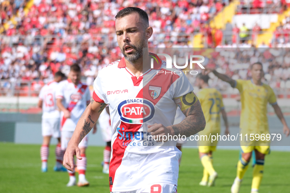 Salvatore Burrai of Mantova 1911 participates in the Italian Serie B soccer championship football match between Mantova Calcio 1911 and AS C...