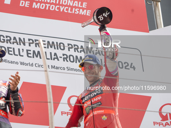 Enea Bastianini participates in the Gran Premio Pramac dell'Emilia Romagna Grand Prix Race MotoGP on Sunday, MotoGP of Emilia Romagna at Mis...