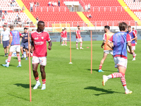 In Mantua, Italy, on September 22, 2024, during a warm-up before the Italian Serie B soccer championship match between Mantova Calcio 1911 a...