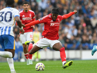 Anthony Elanga of Nottingham Forest is in action during the Premier League match between Brighton and Hove Albion and Nottingham Forest at t...