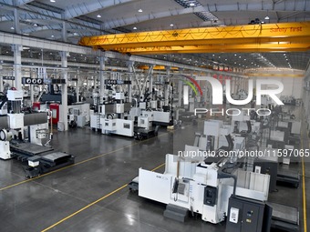 A CNC machine tool production workshop of Intelligent Equipment Corporation is seen in Zaozhuang, China, on September 21, 2024. (