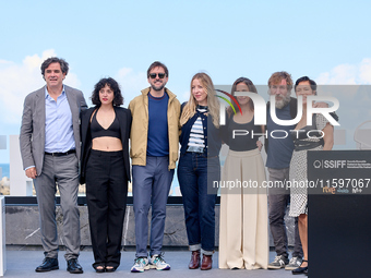 Pilar Palomero, Patricia Lopez Arnaiz, Antonio de la Torre, Julian Lopez, and Marina Guerola attend the photocall of the film ''Los Destello...