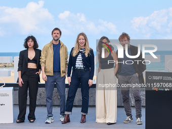 Pilar Palomero, Patricia Lopez Arnaiz, Antonio de la Torre, Julian Lopez, and Marina Guerola attend the photocall of the film ''Los Destello...