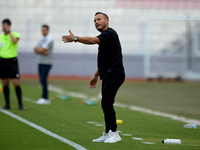 Andrew Cohen, head coach of Gzira United, gestures during the Malta 360 Sports Premier League soccer match between the two teams at the Nati...