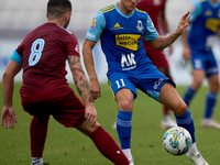 Myles Beerman (R) of Sliema Wanderers is confronted by Zachary Scerri (L), captain of Gzira United, during the Malta 360 Sports Premier Leag...