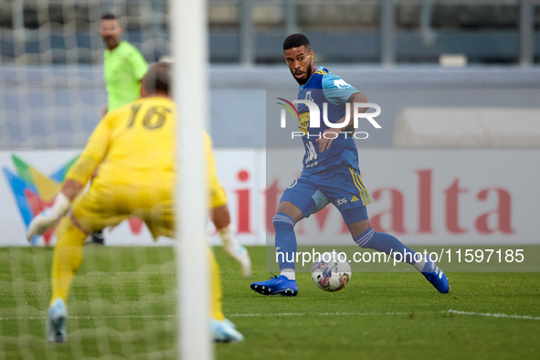 Wescley Matos Da Silva of Sliema Wanderers is in action during the Malta 360 Sports Premier League soccer match between the two teams at the...