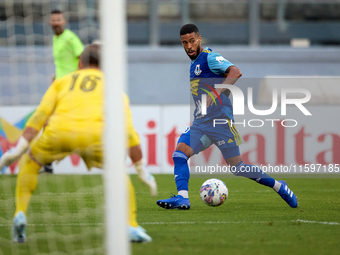 Wescley Matos Da Silva of Sliema Wanderers is in action during the Malta 360 Sports Premier League soccer match between the two teams at the...