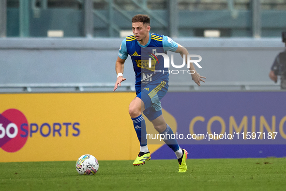 Adam Magri Overend of Sliema Wanderers is in action during the Malta 360 Sports Premier League soccer match between the two teams at the Nat...