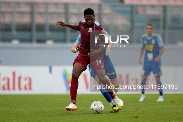 Luis Carlo Riascos of Gzira United is in action during the Malta 360 Sports Premier League soccer match between the two teams at the Nationa...