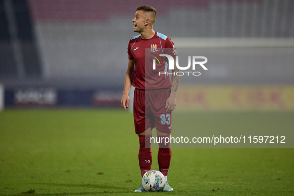 Thiago Espindola de Paula of Gzira United gestures during the Malta 360 Sports Premier League soccer match between the two teams at the Nati...