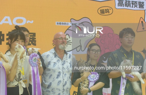 Purebred cats compete at the 2024 Hangzhou International Purebred Cat Tasting Competition in Hangzhou, China, on September 22, 2024. 