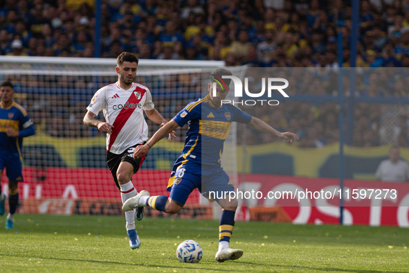 Paul Fernandez of Boca Juniors during an Argentine soccer league match at La Bombonera stadium in Buenos Aires, Argentina, on September 21,...