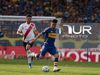 Paul Fernandez of Boca Juniors during an Argentine soccer league match at La Bombonera stadium in Buenos Aires, Argentina, on September 21,...