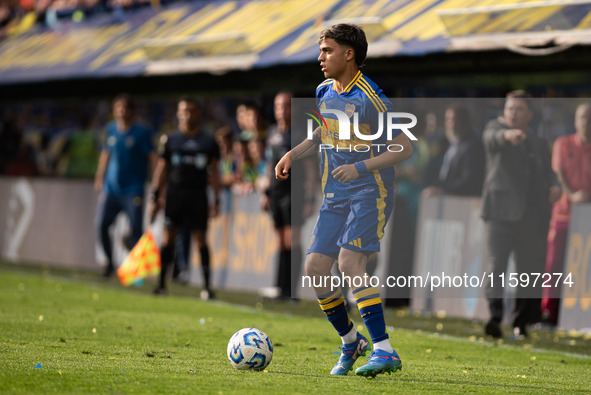 Exequiel Zeballos of Boca Juniors during an Argentine soccer league match at La Bombonera stadium in Buenos Aires, Argentina, on September 2...