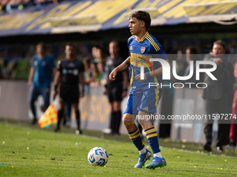 Exequiel Zeballos of Boca Juniors during an Argentine soccer league match at La Bombonera stadium in Buenos Aires, Argentina, on September 2...