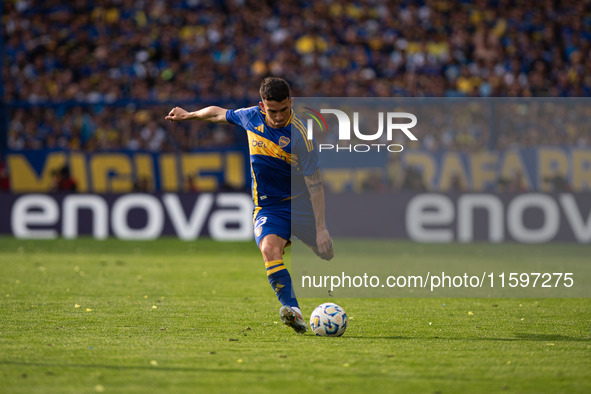 Lautaro Blanco of Boca Juniors during an Argentine soccer league match at La Bombonera stadium in Buenos Aires, Argentina, on September 21,...