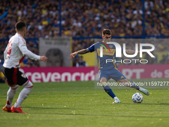 Kevin Zenon of Boca Juniors during an Argentine soccer league match at La Bombonera stadium in Buenos Aires, Argentina, on September 21, 202...