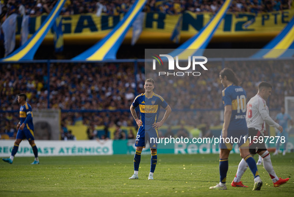 Kevin Zenon of Boca Juniors during an Argentine soccer league match at La Bombonera stadium in Buenos Aires, Argentina, on September 21, 202...