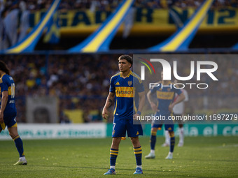 Exequiel Zeballos of Boca Juniors during an Argentine soccer league match at La Bombonera stadium in Buenos Aires, Argentina, on September 2...