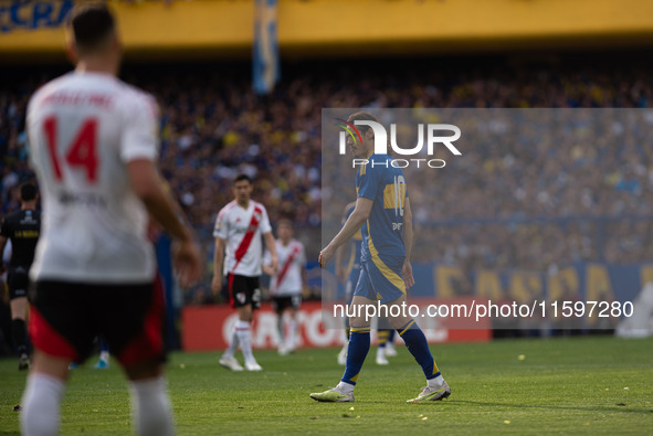 Edinson Cavani of Boca Juniors during an Argentine soccer league match at La Bombonera stadium in Buenos Aires, Argentina, on September 21,...