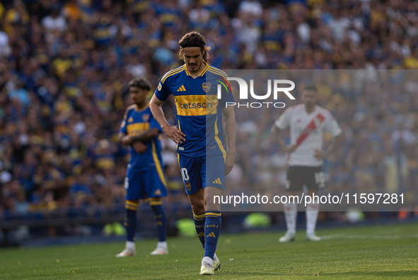 Edinson Cavani of Boca Juniors during an Argentine soccer league match at La Bombonera stadium in Buenos Aires, Argentina, on September 21,...