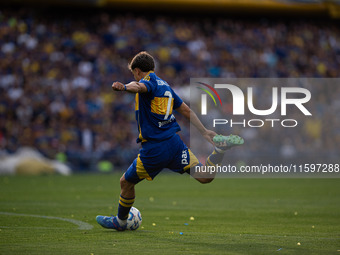 Exequiel Zeballos of Boca Juniors during an Argentine soccer league match at La Bombonera stadium in Buenos Aires, Argentina, on September 2...