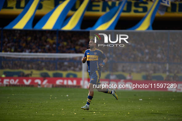 Milton Gimenez of Boca Juniors during an Argentine soccer league match at La Bombonera stadium in Buenos Aires, Argentina, on September 21,...