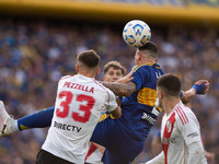 A player of Boca Juniors during an Argentine soccer league match at La Bombonera stadium in Buenos Aires, Argentina, on September 21, 2024....