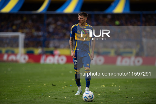 Kevin Zenon of Boca Juniors during an Argentine soccer league match at La Bombonera stadium in Buenos Aires, Argentina, on September 21, 202...