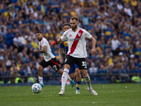 German Pezzella of River Plate during an Argentine soccer league match at La Bombonera stadium in Buenos Aires, Argentina, on September 21,...