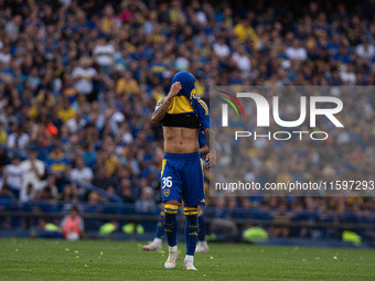 Cristian Medina of Boca Juniors during an Argentine soccer league match at La Bombonera stadium in Buenos Aires, Argentina, on September 21,...