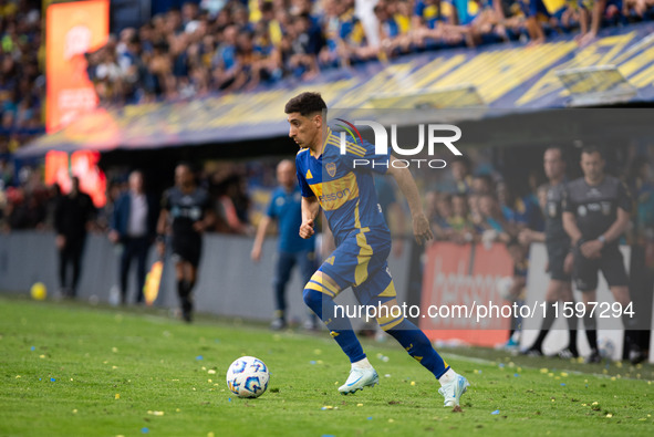 Lautaro Blanco of Boca Juniors during an Argentine soccer league match at La Bombonera stadium in Buenos Aires, Argentina, on September 21,...