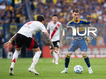 Kevin Zenon of Boca Juniors during an Argentine soccer league match at La Bombonera stadium in Buenos Aires, Argentina, on September 21, 202...