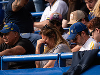 Fans of Boca Juniors during an Argentine soccer league match at La Bombonera stadium in Buenos Aires, Argentina, on September 21, 2024. (