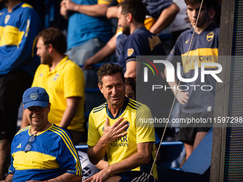 Fans of Boca Juniors during an Argentine soccer league match at La Bombonera stadium in Buenos Aires, Argentina, on September 21, 2024. (