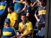 Fans of Boca Juniors during an Argentine soccer league match at La Bombonera stadium in Buenos Aires, Argentina, on September 21, 2024. (