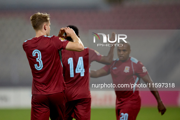 Gabriel Bohrer Mentz of Gzira United gestures after scoring the 1-1 goal from a penalty kick during the Malta 360 Sports Premier League socc...